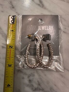 Modern Lux Rose Gold Pave Crystal Teardrop Hoop Earrings